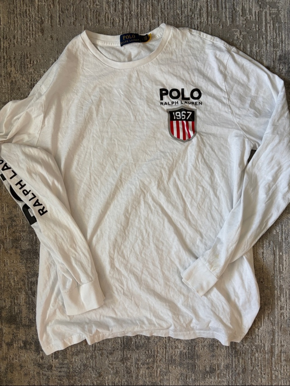 Polo by Ralph Lauren White Tee with Black and Red Shield